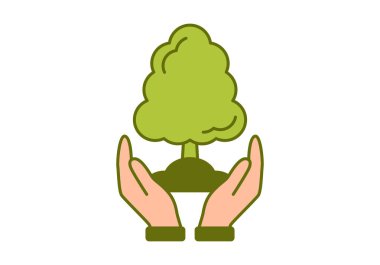 Düz eko simgesi orman koruması, ağaç büyümesi ve çevresel sürdürülebilirliği gösteriyor.