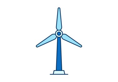 Yenilenebilir elektrik ve sürdürülebilir enerji üretimi gösteren renkli rüzgar türbini simgesi.