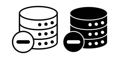 Veritabanı ögelerini kaldırmak, bilgileri yönetmek ve sistem görevlerini düzenlemek için tasarlanmış siyah bir simge seti.