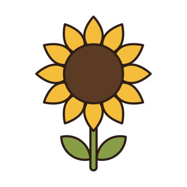 Cesur yuvarlak taç yaprakları olan renkli bir ayçiçeği ikonu, neşeli markalar, dekoratif temalar, ambalajlama ve yaratıcı modern projeler için idealdir..