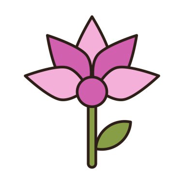 Yumuşak simetrik yaprakları olan düz renkli nilüfer çiçeği ikonu spa, sağlık, meditasyon temaları, zarif markalar ve modern dekoratif tasarımlar için mükemmel..