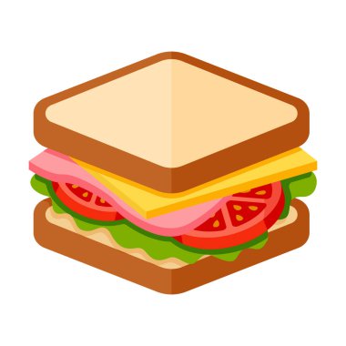 Düz renkli sandviç simgesi menü tasarımı, markalaşma, ambalaj ve modern gıda grafikleri için oluşturuldu.