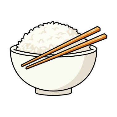 Renkli pirinç kase ikonu menüler, markalaşma, ambalaj ve modern Asya yemek çizimleri için mükemmeldir..