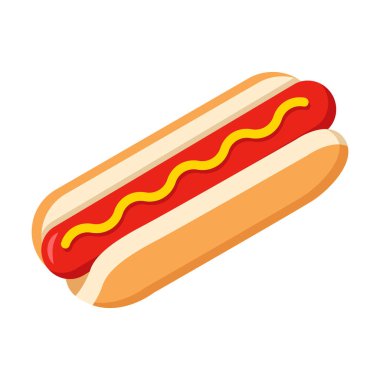 Menüler, markalaşma, paketleme ve dijital gıda tasarımı için tasarlanmış parlak bir hot dog simgesi. Temiz ve modern stil.