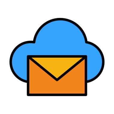 Bulut tabanlı posta işlevlerini gösteren renkli e- posta simgesi, çevrimiçi platformlar, gelen kutusu araçları ve iş akışı sistemleri için ideal.