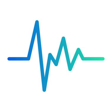 Düz renkli EKG ve tıbbi gösterge panelleri, fitness uygulamaları, sağlık takip cihazları ve raporlar için kalp atış hızı simgesi.