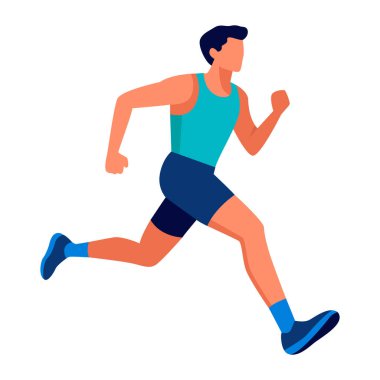 Fitness izleme, spor gösterge panelleri, hareket rehberleri ve refah temaları için düz renkli figür simgesi.