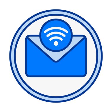 Kablosuz mesajlaşma, çevrimiçi gelen kutusu erişimi ve bağlı iletişim araçlarını gösteren canlı bir e- posta wifi simgesi.