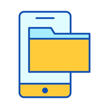 Akıllı telefon dosya erişimini temsil eden mobil simge üzerindeki dizin, taşınabilir depolama ve dijital tarama.