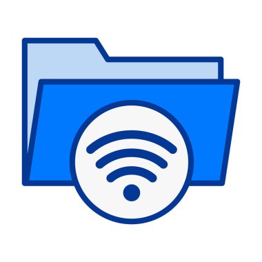 Kablosuz depolama, çevrimiçi dosya erişimi ve bağlı dijital dizinler için dizin Wi-Fi simgesi.