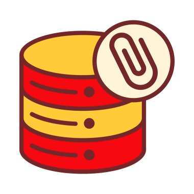 Database attachment icon for linking files, connecting documents, and managing data references.