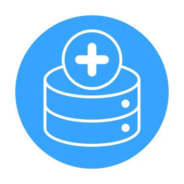 Database add icon for creating new records, expanding storage, and managing data growth.