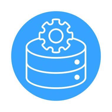 Database icon with gear element ideal for configuration maintenance and system control tasks.