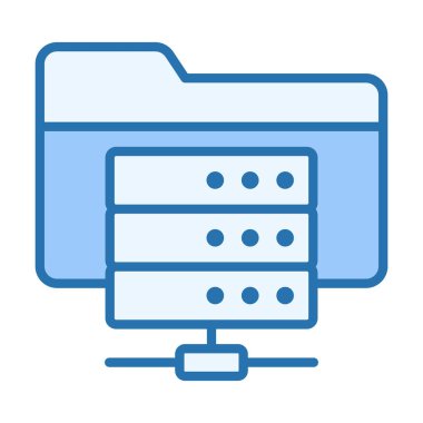 Organize depolama, veri gruplama ve dosya yönetimi görevleri için ideal dizin unsuruna sahip renkli sunucu simgesi.