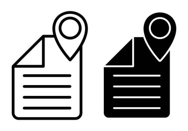 Görevlerin konumlandırılması için siyah konum dosya simgeleri harita pin kullanım yeri işaretleme belgeleri coğrafi referanslar ve navigasyon araçları.