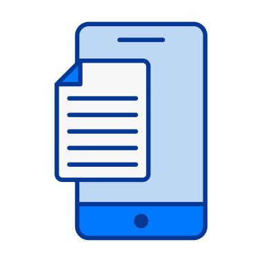 Bir mobil aygıtta gösterilen dosyanın düz renkli simgesi, uygulamalar, mobil verimlilik ve taşınabilir dosya erişimi için mükemmel.