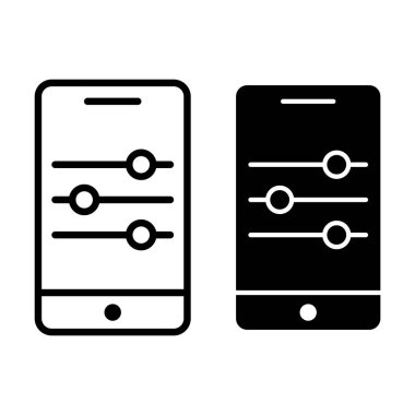 Arama araçları, sıralama menüleri, içerik inceliği ve mobil arayüz temaları için ideal siyah akıllı telefon filtre simgeleri.