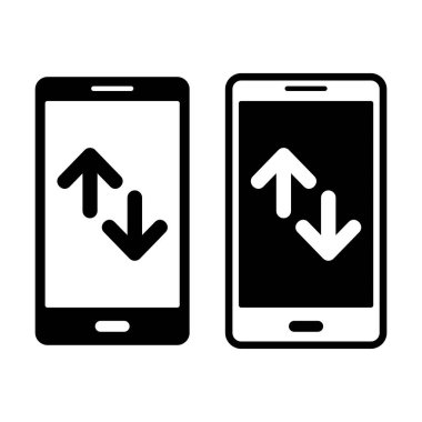 Sıralama düğmesine sahip temiz siyah akıllı telefon simgesi, liste araçları, filtre seçenekleri, veri düzenleme ve arayüz tasarımları için ideal.