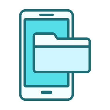 Dizin sembollü düz renkli akıllı telefon simgesi, dosya yöneticileri, depolama araçları, organizasyon uygulamaları ve dijital çalışma alanı özellikleri için ideal.