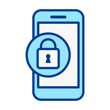 Güvenli sembollü düz renkli akıllı telefon simgesi, gizlilik uygulamaları, koruma özellikleri, kilit sistemleri ve dijital güvenlik tasarımları için mükemmel.