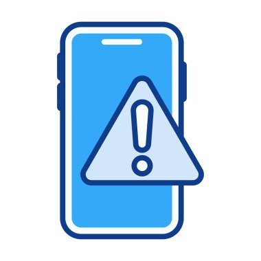 Uyarı sembollü renkli akıllı telefon simgesi, uyarılar, uyarı iletileri, hata iletileri ve temel mobil uyarılar için uygundur.