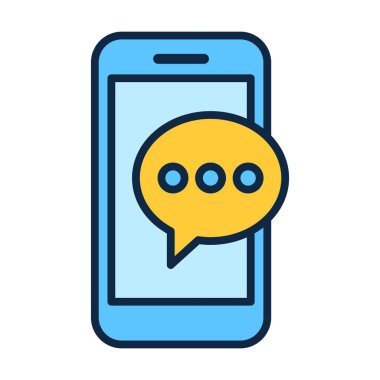 Sohbet balonu sembollü düz renkli akıllı telefon simgesi, mesajlaşma uygulamaları, iletişim araçları ve sosyal etkileşim özellikleri için ideal.