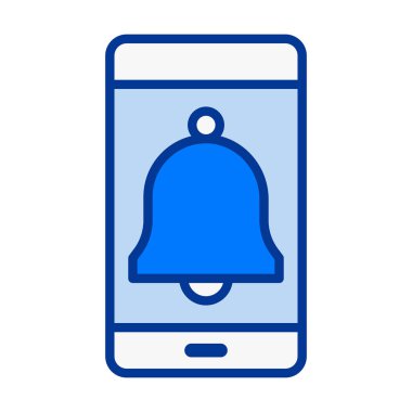 Çan sembollü düz renkli akıllı telefon simgesi, anımsatıcılar, uyarılar, güncellemeler ve önemli cep telefonu iletileri için uygun.