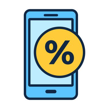 Akıllı telefonlarda indirim yüzde sembolü, promosyonlar, anlaşmalar, fiyat indirimleri ve alışveriş temaları için ideal.