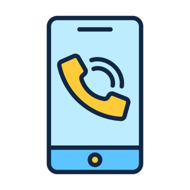 İletişim için uygun zil çağrı sembolüne sahip düz renkli akıllı telefon simgesi cep telefonu uyarıları ve gelen ses uyarıları.