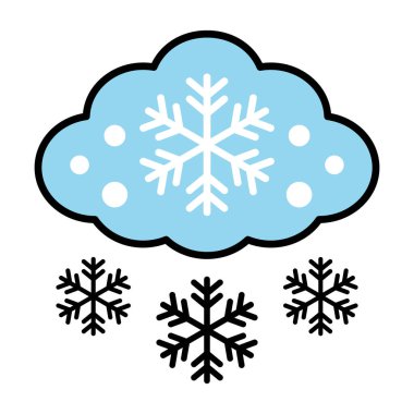 Düşen kar taneleri, mevsimsel grafikler, soğuk iklim görselleri ve kış dekorasyonları için mükemmel olan yumuşak kış bulutu simgesi.