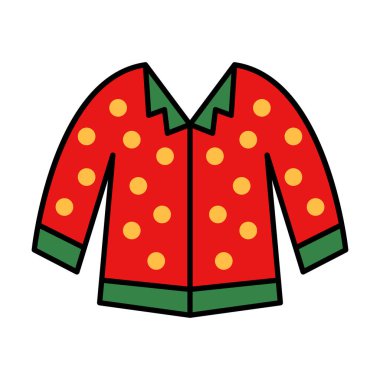 Sıcak mevsimlik renklere sahip Noel pijaması ikonu, tatil teması için mükemmel, kış konforu tasarımları, ve neşeli aile kavramları..