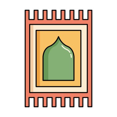 İslami ibadetlerde kullanılan düz renkli bir halı ikonu, Ramazan temaları, dua çizimleri ve ruhani sanat eserleri için mükemmel..