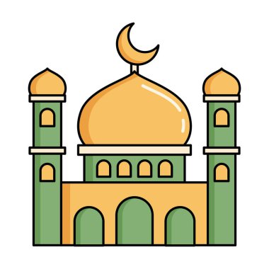 Düz renkli cami simgesi İslami ibadet temaları, Ramazan tasarımları, bayram kutlamaları ve kültürel yaratıcı projeler için uygundur..