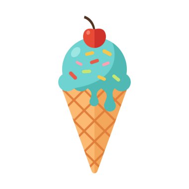 Tatlılar, soğuk ikizler, yaz yemekleri ve kafe menüleri için mükemmel bir koni dondurma ikonu..
