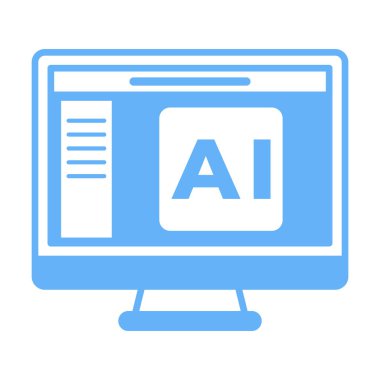 Gelişmiş hesaplama süreçlerini, otomasyonu ve modern dijital sistemleri temsil eden düz renkli bilgisayar akıllı sistem simgesi.