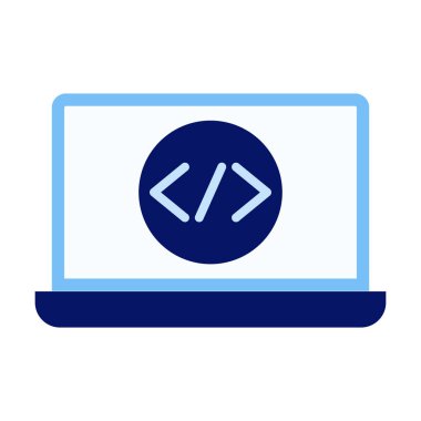 Kodlama görevleri, programlama projeleri ve yazılım geliştirme için uygun düz renkli bilgisayar kodu simgesi.