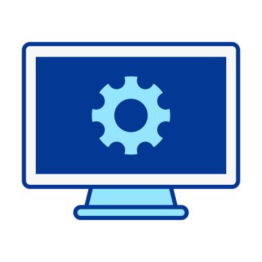 Yapılandırma, tercihler ve sistem denetimi için uygun düz renkli bilgisayar ayarları simgesi.