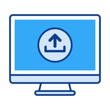 Gönderilen dosyaları, veri transferini ve dijital içerik paylaşımını temsil eden düz renkli bilgisayar gönderme simgesi.