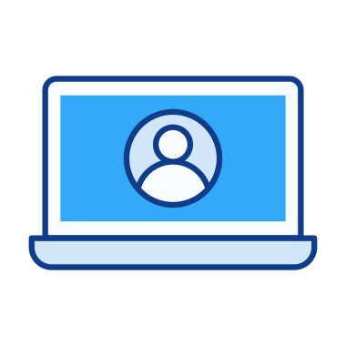 Kullanıcı hesapları, profilleri, giriş sistemleri ve kişisel erişimi temsil eden düz renkli bilgisayar kullanıcı simgesi.