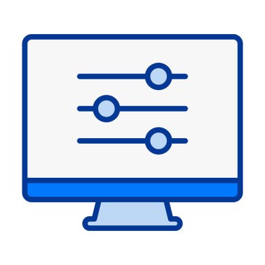 Veri sonuçlarını sıralamak, arıtmak ve yönetmek için uygun düz renkli bilgisayar filtresi simgesi.