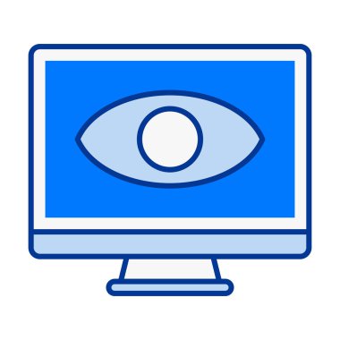 İçeriğin görünürlüğünü, önizlemesini ve özelliklerini temsil eden düz renkli bilgisayar göz görünümü simgesi.