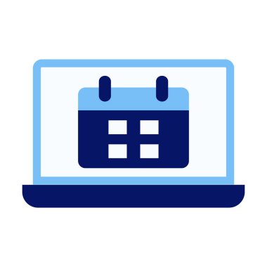 Zamanlamaları, planlamaları, hatırlatıcıları ve zaman yönetimini temsil eden düz renkli bilgisayar takvimi simgesi.