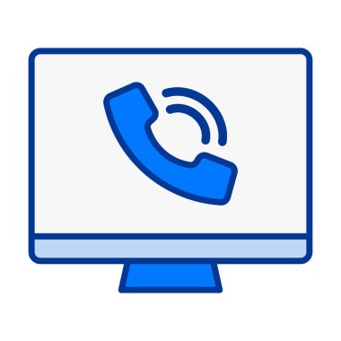 Düz renkli bilgisayar telefonu çalan simge gelen aramaları ve iletişim uyarılarını temsil ediyor.