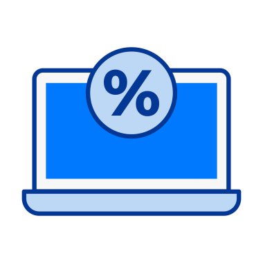 Satış tekliflerini ve tanıtım fiyatlandırmasını temsil eden düz renkli bilgisayar yüzdesi indirim simgesi.