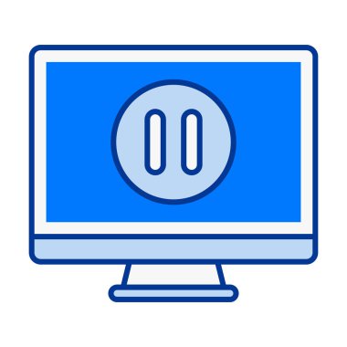 Düz renkli bilgisayar durdurma düğmesi simgesi geçici duruşu ve ortam denetimini temsil ediyor.