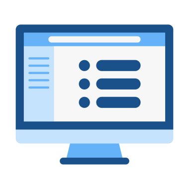 Düz renkli bilgisayar seçenekleri menü simgesi ayarlara erişim ve yapılandırma seçeneklerini temsil ediyor.