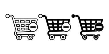 Ürün kaldırma ve market arabası yönetimini temsil eden simge paketinden siyah kaldırma.