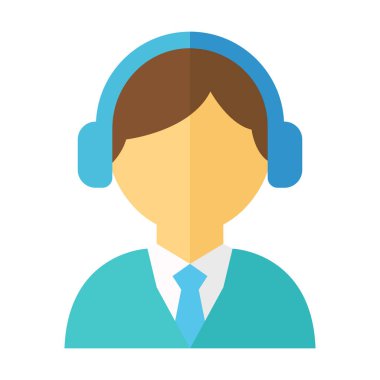 Yardım ve müşteri hizmetleri iletişimini temsil eden düz renkli müşteri destek simgesi.