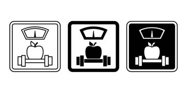 Ağırlık yönetimi ve sağlık denetimini temsil eden siyah ağırlık ölçekli simge.