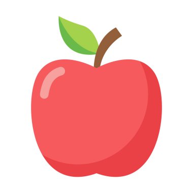Düz renkli elma ikonu sağlıklı besin, dengeli beslenme ve sağlıklı yaşam tarzını temsil eder..